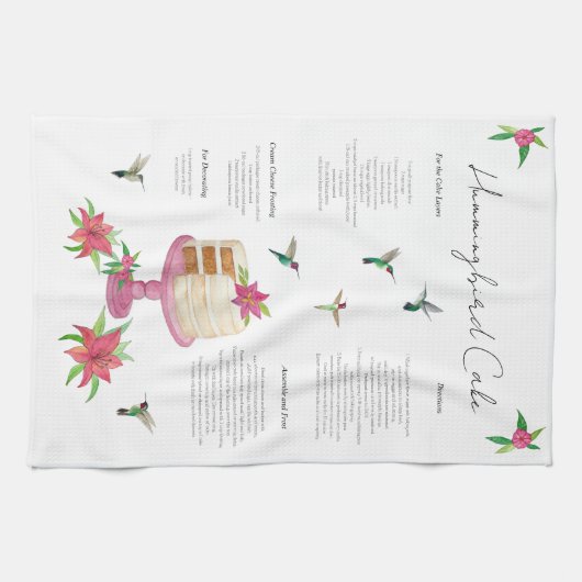 Hummingbird Cake Recipe Kitchen Towel Theedoek (Horizontaal)