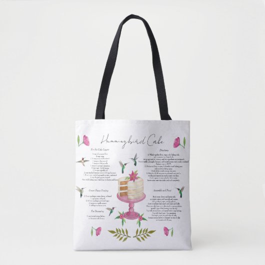 Hummingbird Cake Recipe Tote Bag (Voorkant)