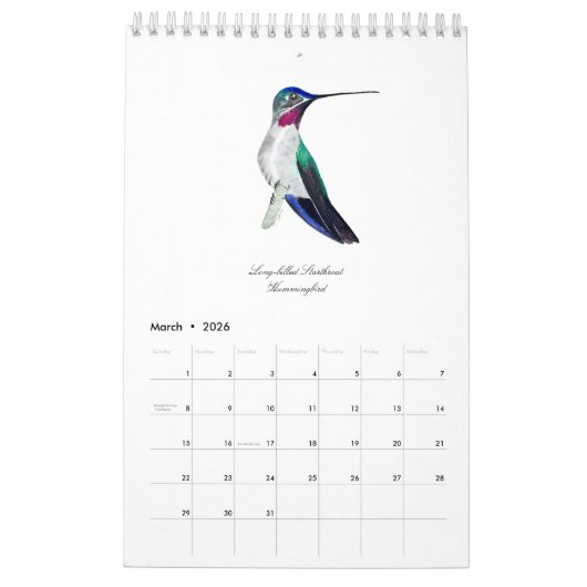 Hummingbird Calendar Kalender (Mar 2026)