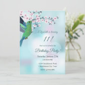 Hummingbird Cherry Blossom Birthday Kaart (Staand voorkant)