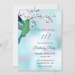 Hummingbird Cherry Blossom Birthday Kaart
