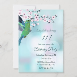 Hummingbird Cherry Blossom Birthday Kaart