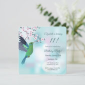 Hummingbird Cherry Blossom Birthday Kaart (Staand voorkant)