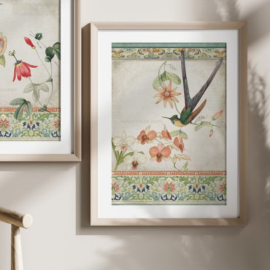 Hummingbird  Chinoiserie Floral Decoupage Tissuepapier