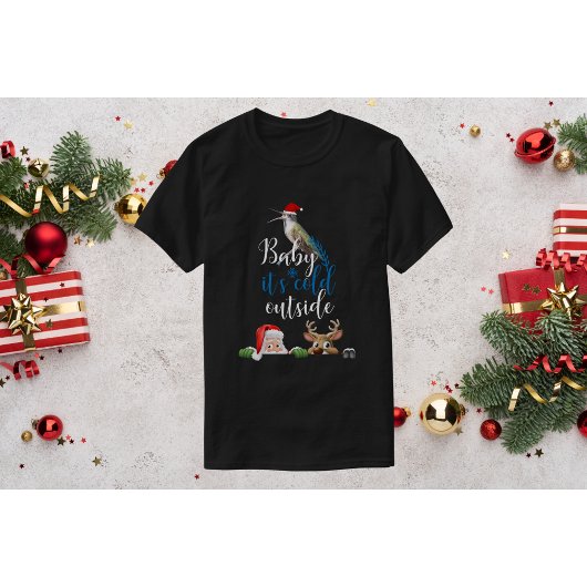 Hummingbird Christmas Shirt-Baby is koud buiten T-shirt