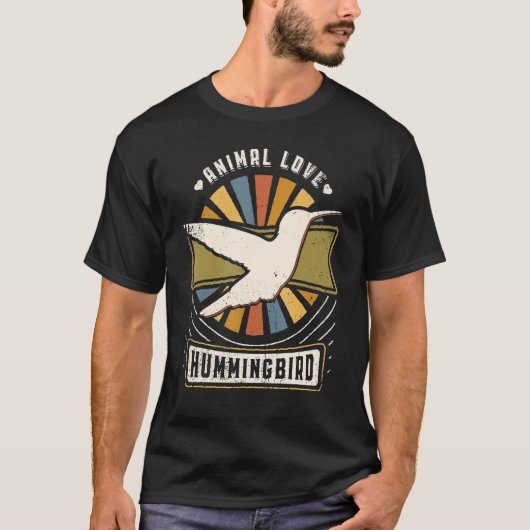 Hummingbird Classic Retro Animal T-shirt (Voorkant)