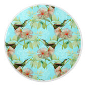 Hummingbird Colibri Green Leaf Spring Keramische Knop (Voorkant)