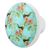 Hummingbird Colibri Green Leaf Spring Keramische Knop (Rechts)