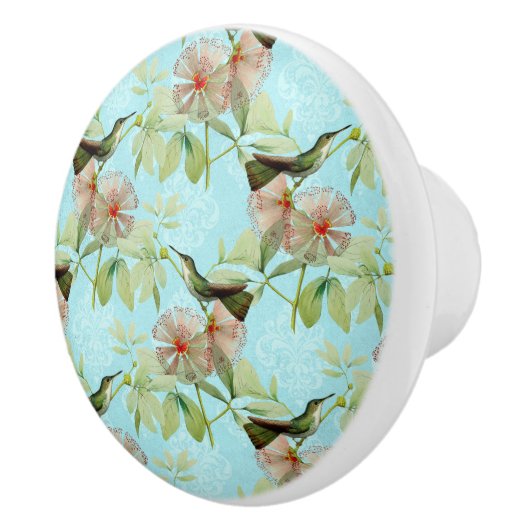 Hummingbird Colibri Green Leaf Spring Keramische Knop (Rechts)