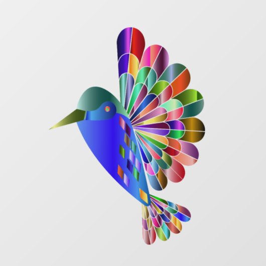 HUMMINGBIRD COLORFUL GLAS IN LOOD WINDOW CLING RAAMSTICKER (Vel)