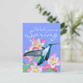 Hummingbird Columbine Welkome lente periwinkle Briefkaart (Staand voorkant)