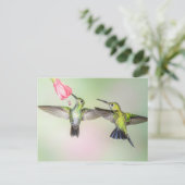 Hummingbird Couple vliegen zij aan zij Briefkaart (Staand voorkant)