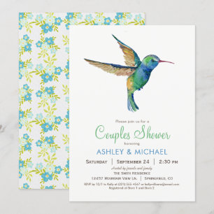 Hummingbird Couples Shower Invitation Kaart