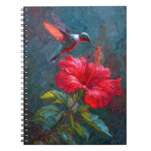 Hummingbird Crimson Hibiscus Notitieboek (Voorkant)