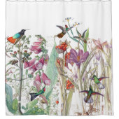 Hummingbird Crocus Foxglove Flowers Showgordijn Douchegordijn (Voorkant)