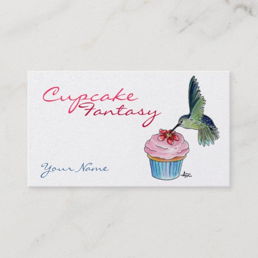 Hummingbird Cupcake Custom Visitekaartje (Voorkant)