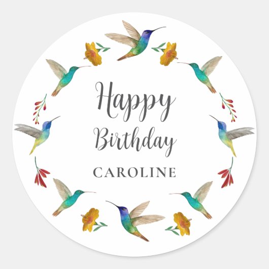 Hummingbird Custom Birthday Sticker (Voorkant)