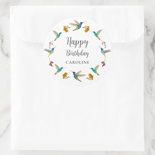 Hummingbird Custom Birthday Sticker (Tas)