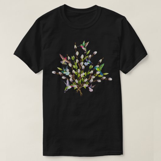 Hummingbird Dames Pussy Willow Flowers T - shirts (Design voorkant)