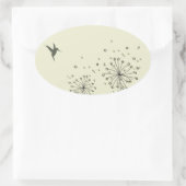 Hummingbird & Dandelion Ovale Sticker (Tas)