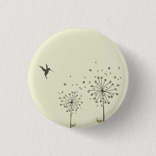 Hummingbird & Dandelion Ronde Button 3,2 Cm (Voorkant)
