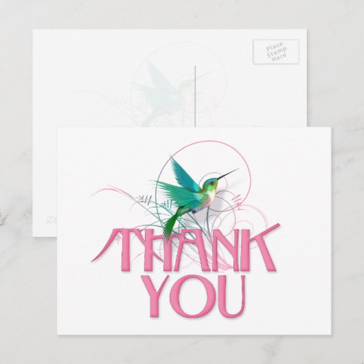 Hummingbird Dank je Briefkaart (Voorkant / Achterkant)