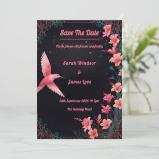 Hummingbird Dark Botanical Theme Kaart