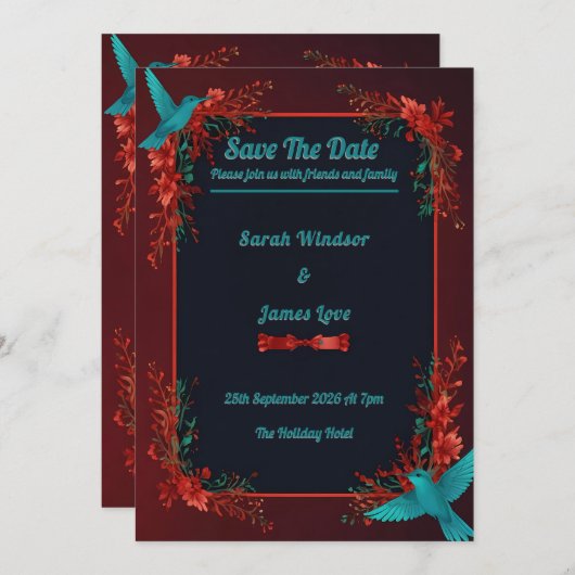 Hummingbird Dark Botanical Theme Kaart (Voorkant / Achterkant)