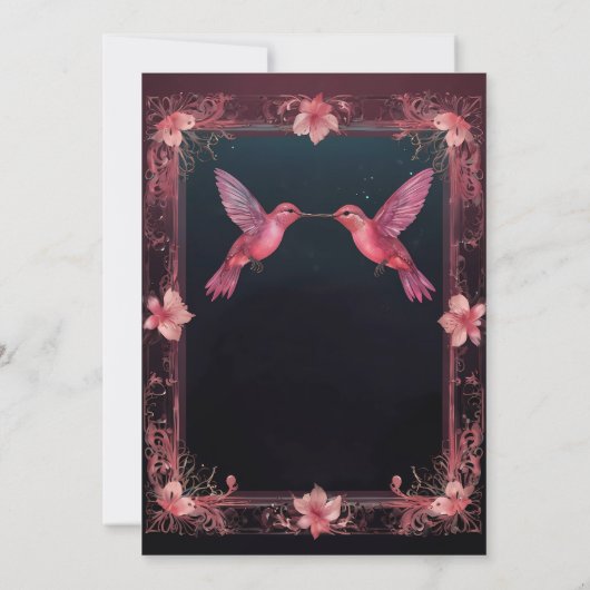 Hummingbird Dark Botanical Theme Kaart (Achterkant)