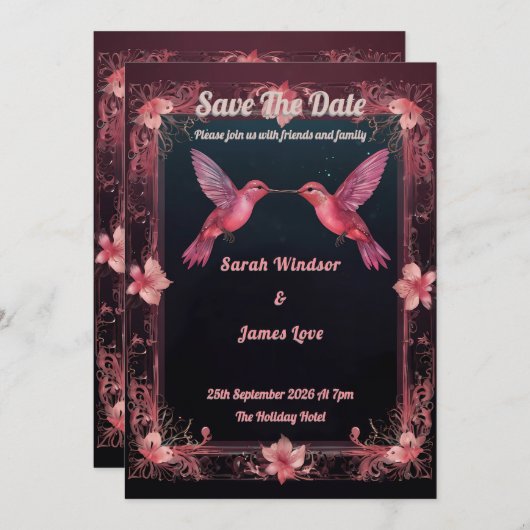 Hummingbird Dark Botanical Theme Kaart (Voorkant / Achterkant)