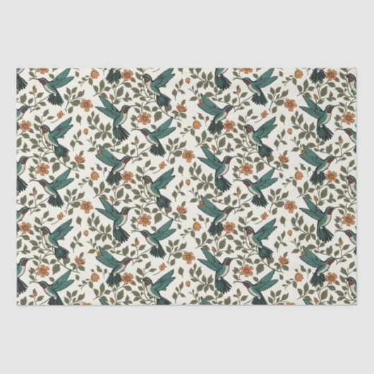 Hummingbird Decoupage Sinaasappel Bloemen  Wit Tissuepapier (Voorkant)