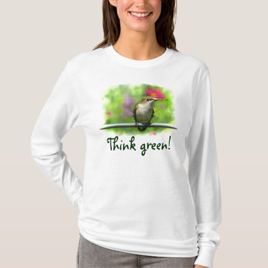 Hummingbird denkt groen t-shirt (Voorkant)