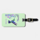 Hummingbird Design Botanische Bloemen Vogelliefheb Bagagelabel (Voorkant horizontaal)