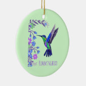 Hummingbird Design Botanische Bloemen Vogelliefheb Keramisch Ornament (Rechts)