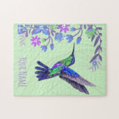 Hummingbird Design Botanische Bloemen Vogelliefheb Legpuzzel (Horizontaal)