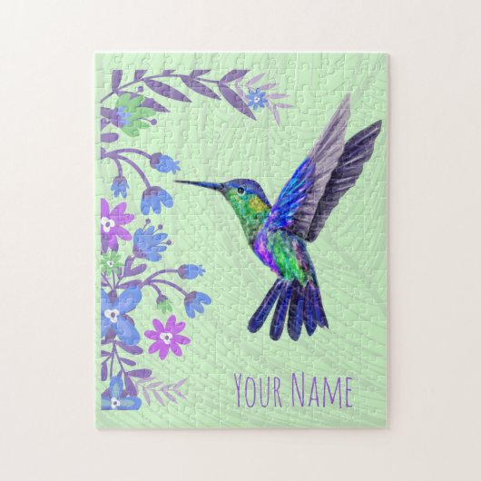 Hummingbird Design Botanische Bloemen Vogelliefheb Legpuzzel (Verticaal)