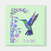 Hummingbird Design Botanische Bloemen Vogelliefheb Magneet (Voorkant)