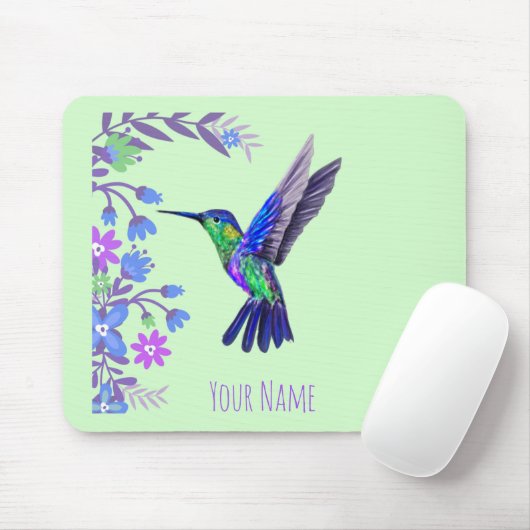 Hummingbird Design Botanische Bloemen Vogelliefheb Muismat (Met muis)