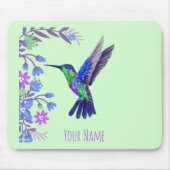 Hummingbird Design Botanische Bloemen Vogelliefheb Muismat (Voorkant)