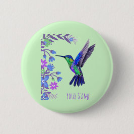 Hummingbird Design Botanische Bloemen Vogelliefheb Ronde Button 5,7 Cm