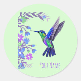Hummingbird Design Botanische Bloemen Vogelliefheb Ronde Sticker