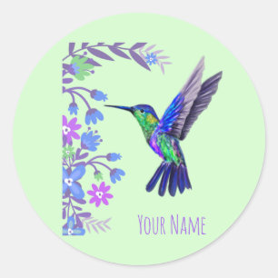 Hummingbird Design Botanische Bloemen Vogelliefheb Ronde Sticker