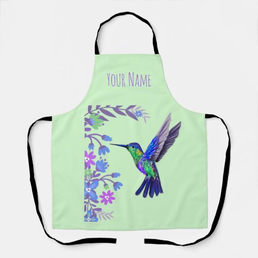 Hummingbird Design Botanische Bloemen Vogelliefheb Schort (Voorkant)