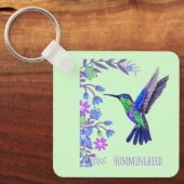 Hummingbird Design Botanische Bloemen Vogelliefheb Sleutelhanger (Voorkant)
