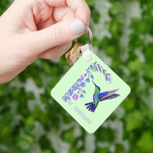 Hummingbird Design Botanische Bloemen Vogelliefheb Sleutelhanger (Hand)