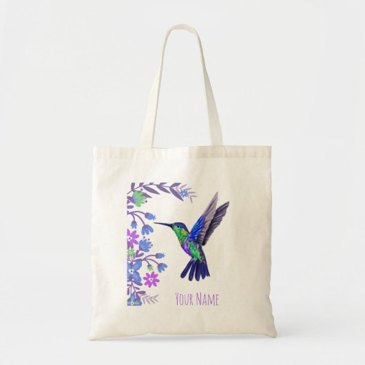 Hummingbird Design Botanische Bloemen Vogelliefheb Tote Bag (Voorkant)