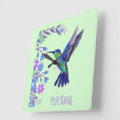 Hummingbird Design Botanische Bloemen Vogelliefheb Vierkante Klok (Hoek)