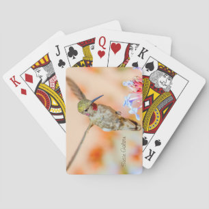  Hummingbird die over bloemen vliegt Naam Pokerkaarten