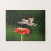 Hummingbird die over de rode flacon springt legpuzzel (Horizontaal)