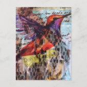 Hummingbird don't apologize for caring mixed media briefkaart (Voorkant)